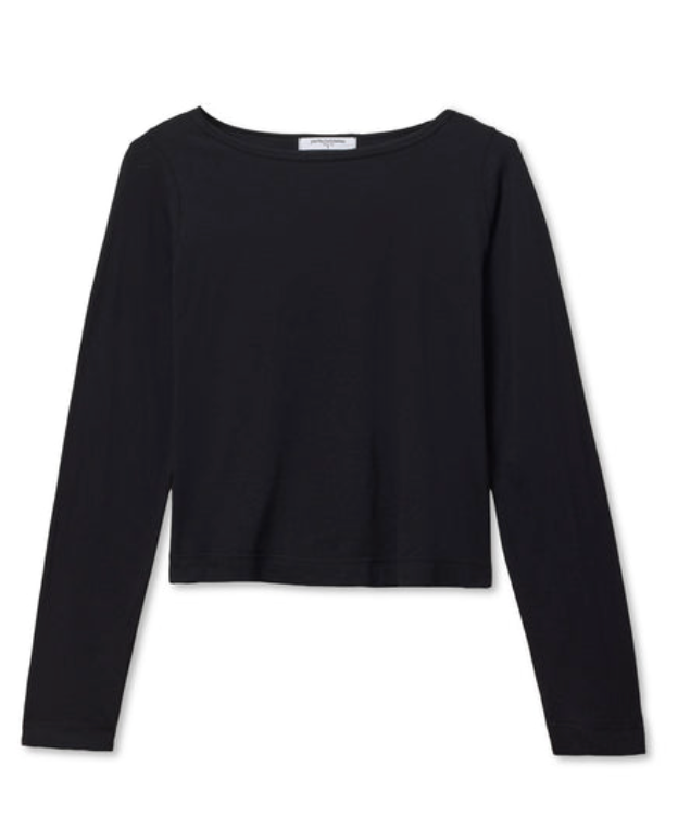 perfectwhitetee T-Shirt Parker Long Sleeve Tee, True Black Soho-Boutique