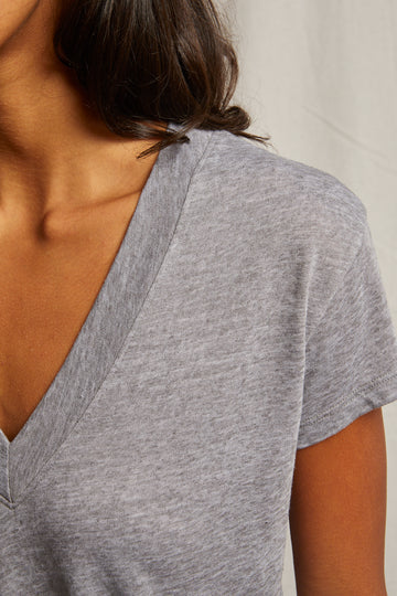 perfectwhitetee T-Shirt Rosie V-Neck Tee, Heather Grey Soho-Boutique