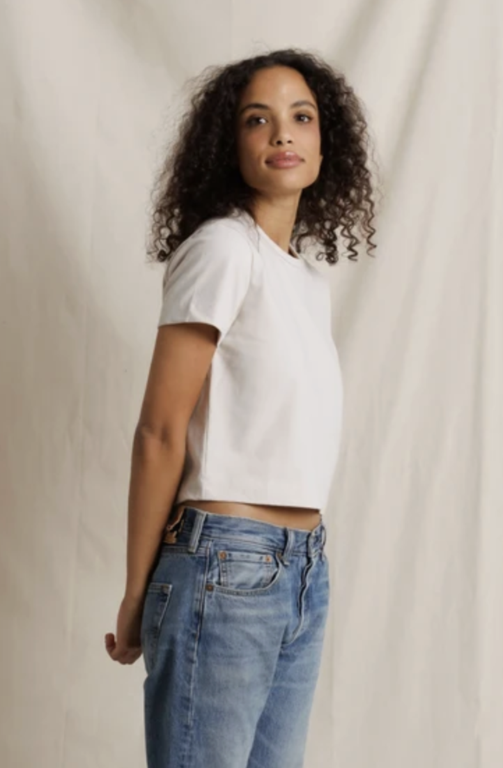 perfectwhitetee T-Shirt Sage 90s Jersey Cropped Crewneck Tee, Whitecap Grey Soho-Boutique
