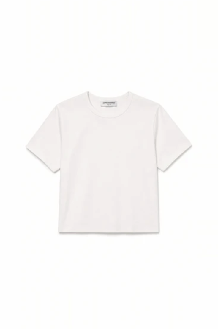 perfectwhitetee T-Shirt Sage 90s Jersey Cropped Crewneck Tee, Whitecap Grey Soho-Boutique