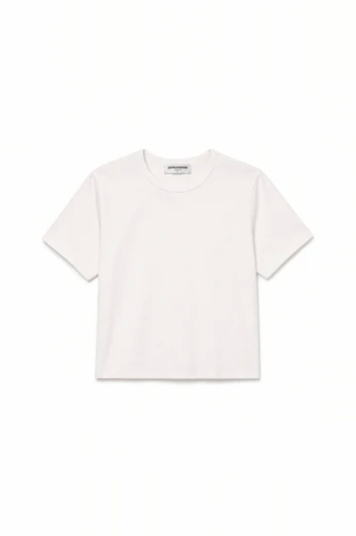 perfectwhitetee T-Shirt Sage 90s Jersey Cropped Crewneck Tee, Whitecap Grey Soho-Boutique