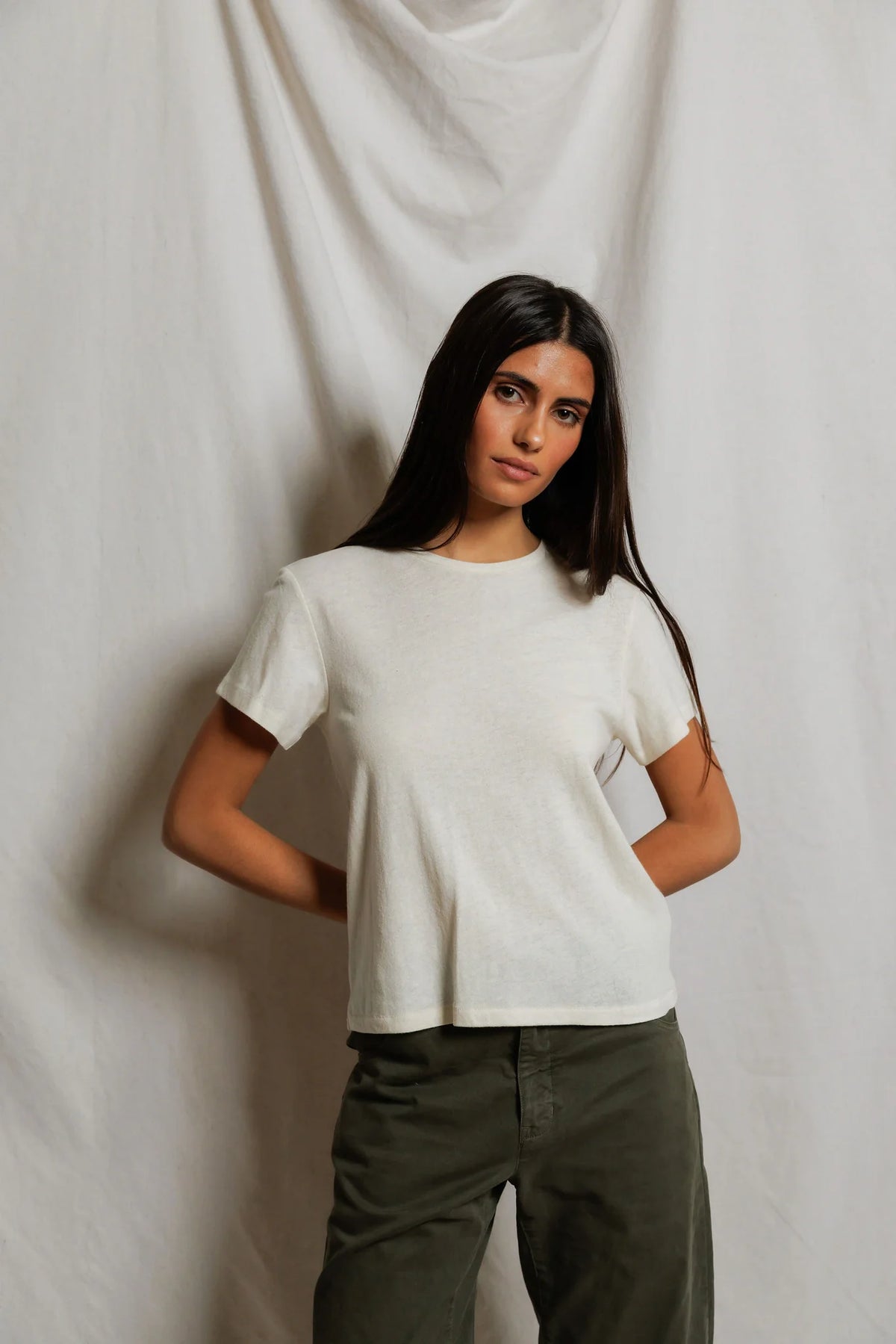 perfectwhitetee T-Shirt Vivian Tee, Natural Soho-Boutique
