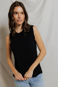 perfectwhitetee tank Faye Crispy Cotton Muscle Tank, True Black Soho-Boutique