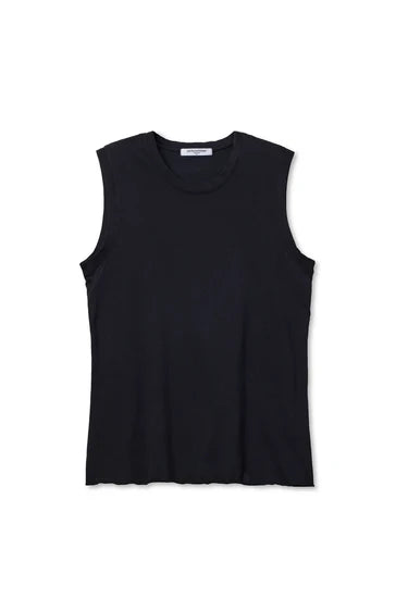 perfectwhitetee tank Faye Crispy Cotton Muscle Tank, True Black Soho-Boutique