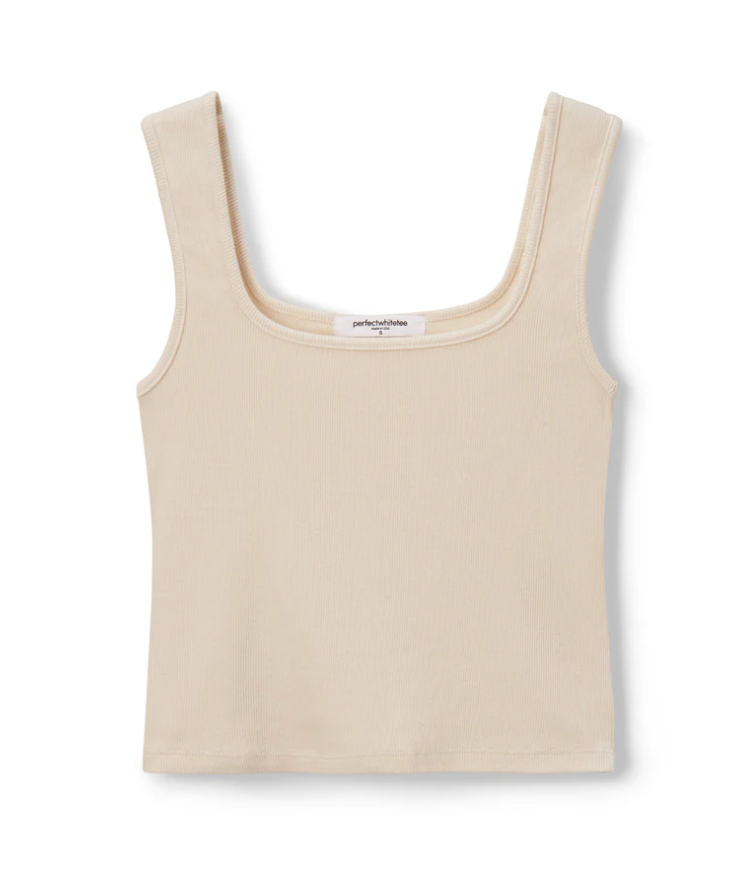 perfectwhitetee Tank Kaitlyn Rib Binded tank, Sugar Soho-Boutique
