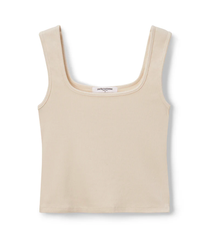 perfectwhitetee Tank Kaitlyn Rib Binded tank, Sugar Soho-Boutique