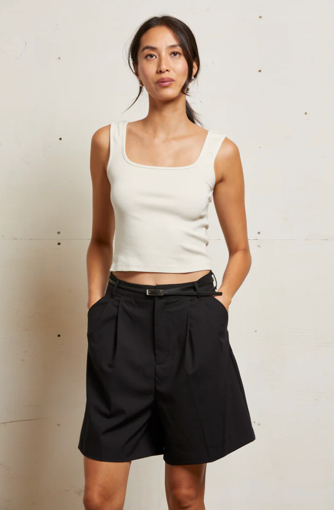 perfectwhitetee Tank Kaitlyn Rib Binded tank, Sugar Soho-Boutique