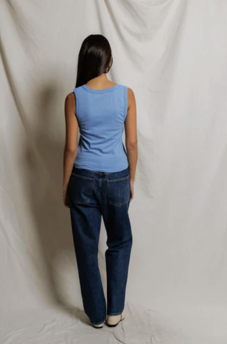 perfectwhitetee Tank Khara Cotton Tank, Pacific Blue Soho-Boutique
