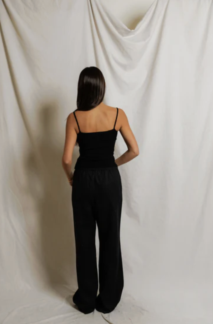perfectwhitetee Tank Lucille Ribbed Jersey Tank, True Black Soho-Boutique