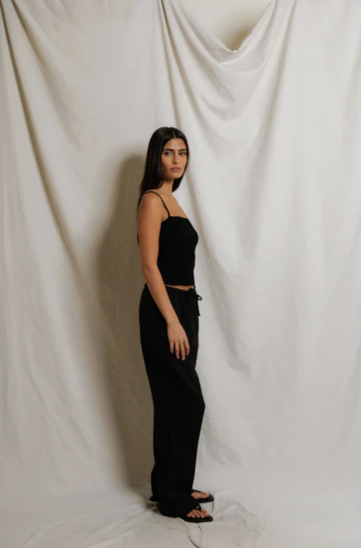 perfectwhitetee Tank Lucille Ribbed Jersey Tank, True Black Soho-Boutique