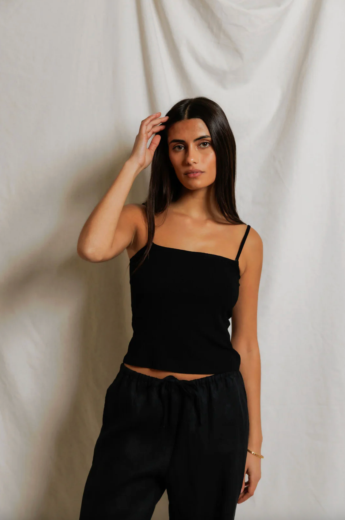 perfectwhitetee Tank Lucille Ribbed Jersey Tank, True Black Soho-Boutique