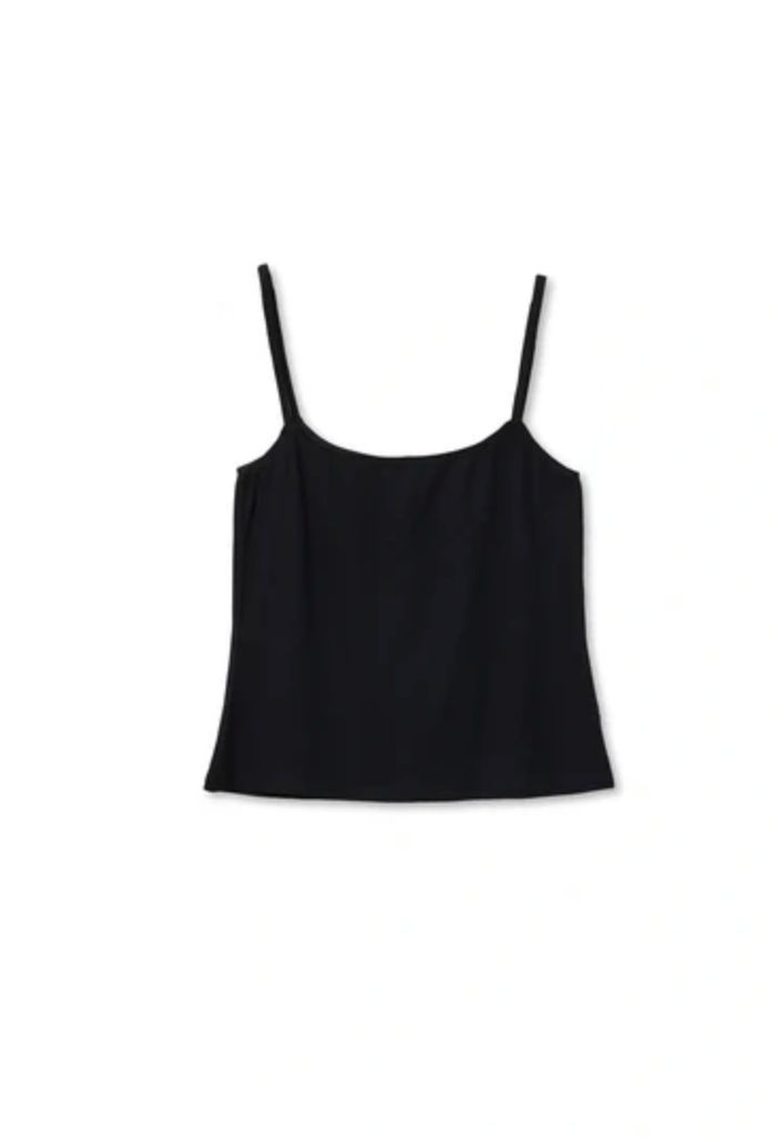 perfectwhitetee Tank Lucille Ribbed Jersey Tank, True Black Soho-Boutique