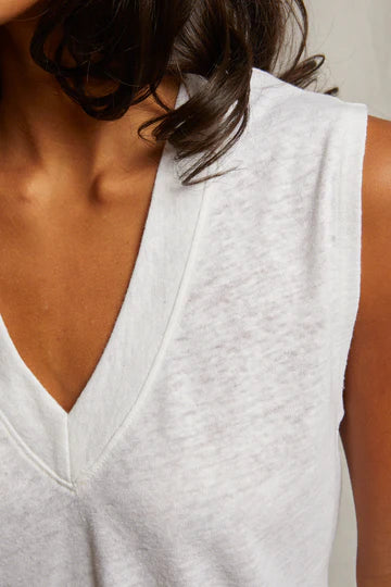 perfectwhitetee Tank Lucy V-Neck Tank, Oatmeal Soho-Boutique