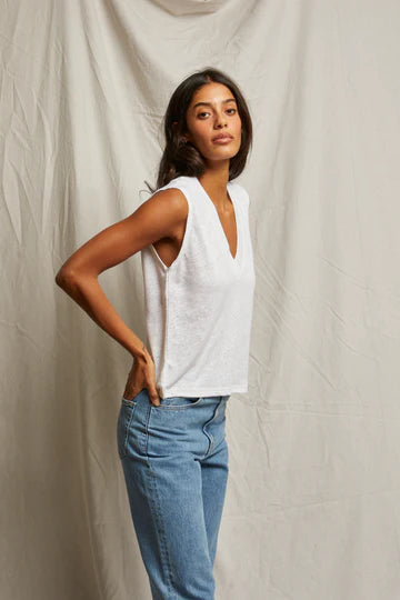 perfectwhitetee Tank Lucy V-Neck Tank, Oatmeal Soho-Boutique