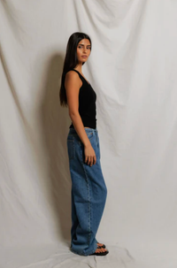 perfectwhitetee Tank Mallory Rib V Neck Tank, True Black Soho-Boutique