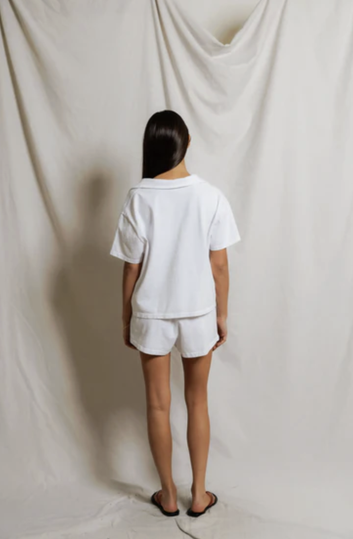 perfectwhitetee Top Charlie Tennessee Jersey Collar Shirt, White Soho-Boutique