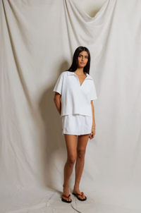 perfectwhitetee Top Charlie Tennessee Jersey Collar Shirt, White Soho-Boutique