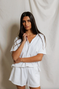 perfectwhitetee Top Charlie Tennessee Jersey Collar Shirt, White Soho-Boutique