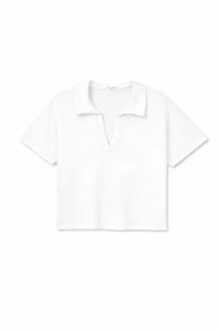perfectwhitetee Top Charlie Tennessee Jersey Collar Shirt, White Soho-Boutique