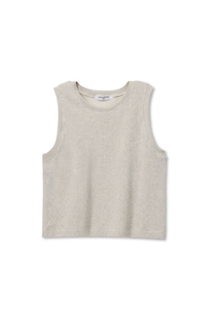 perfectwhitetee Top Ester Loop Terry Mock Neck Tank, Oatmeal Soho-Boutique