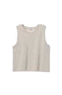 perfectwhitetee Top Ester Loop Terry Mock Neck Tank, Oatmeal Soho-Boutique