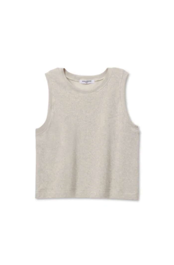 perfectwhitetee Top Ester Loop Terry Mock Neck Tank, Oatmeal Soho-Boutique
