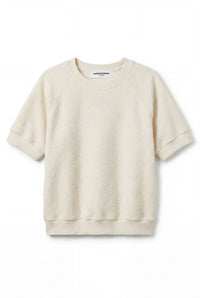 perfectwhitetee Top Kennedy Fleece Short Sleeve, Bright Ivory Soho-Boutique