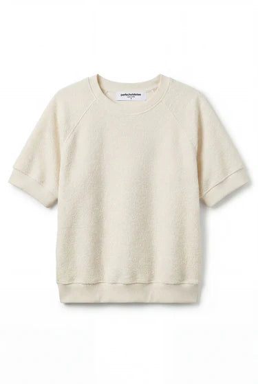 perfectwhitetee Top Kennedy Fleece Short Sleeve, Bright Ivory Soho-Boutique