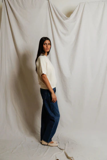 perfectwhitetee Top Kennedy Fleece Short Sleeve, Bright Ivory Soho-Boutique