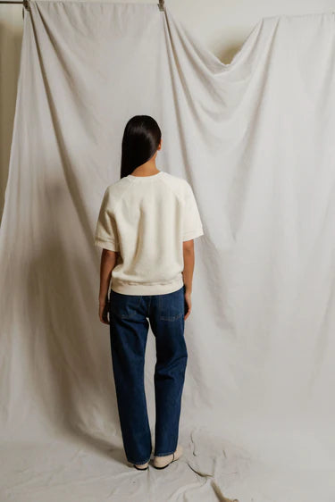 perfectwhitetee Top Kennedy Fleece Short Sleeve, Bright Ivory Soho-Boutique