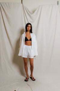 perfectwhitetee Top Lorelai Linen Oversized Button Down, White Soho-Boutique
