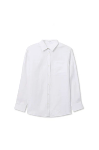 perfectwhitetee Top Lorelai Linen Oversized Button Down, White Soho-Boutique