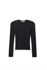 perfectwhitetee Top Rowe Poorboy Rib Long Sleeve Crew, True Black Soho-Boutique