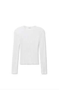 perfectwhitetee Top Rowe Poorboy Rib Long Sleeve Crew, White Soho-Boutique