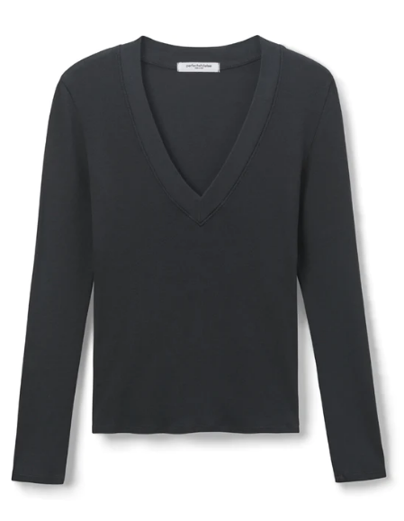 perfectwhitetee Top Viola V-Neck L/S, True Black Soho-Boutique