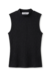 perfectwhitetee Top Violet Sweater Rib Mockneck Tank, True Black Soho-Boutique