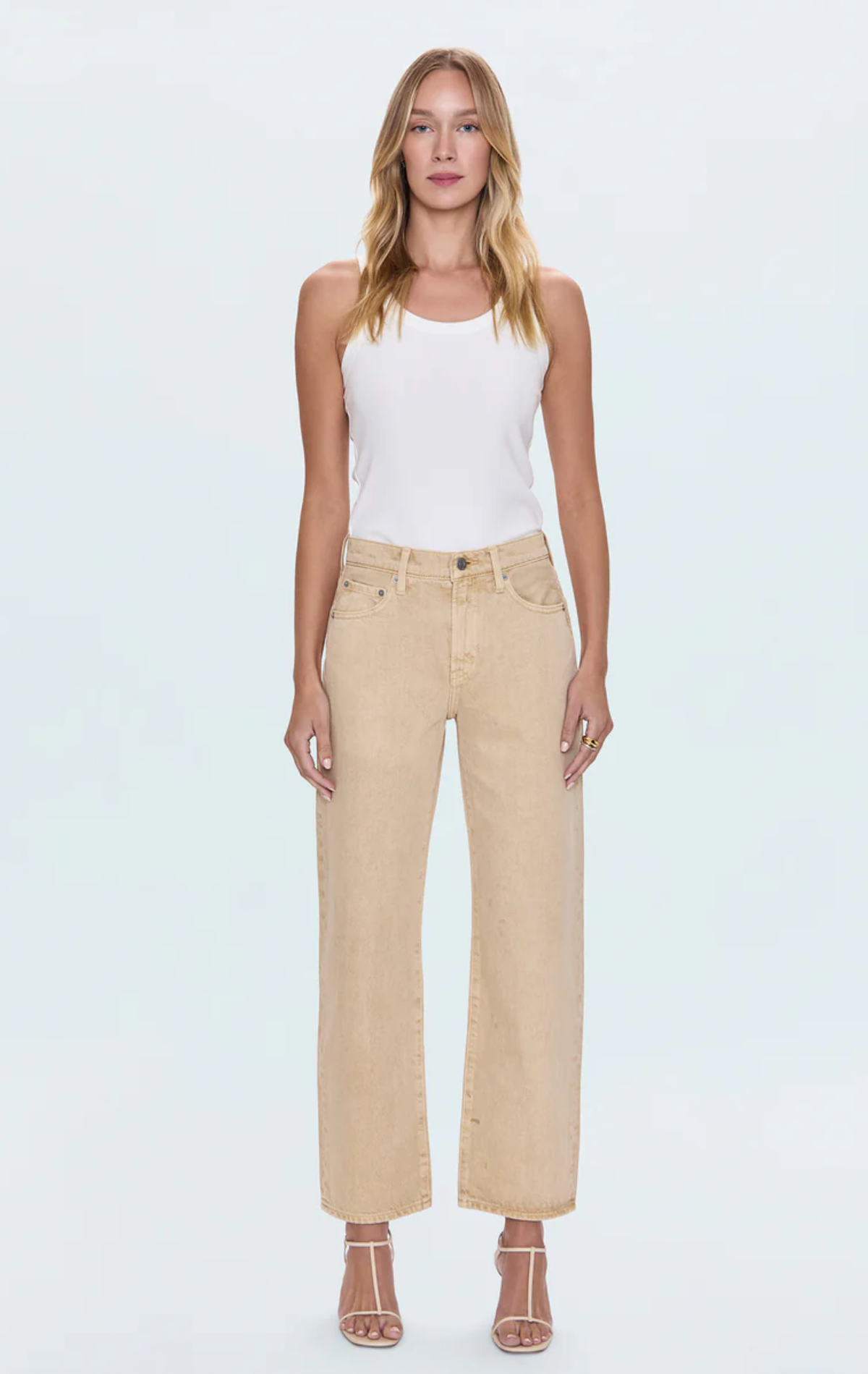 Pistola Denim Lexi Mid Rise Straight, Sand Dollar Soho-Boutique