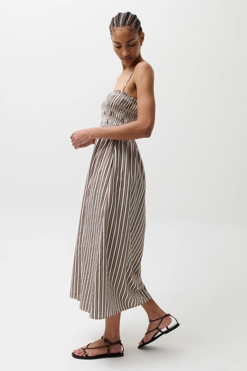 Pistola Dress Bianca Shirred Bodice Dress, Java Stripe Soho-Boutique