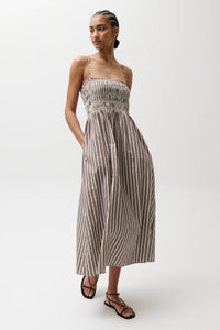 Pistola Dress Bianca Shirred Bodice Dress, Java Stripe Soho-Boutique