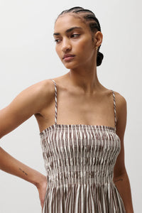 Pistola Dress Bianca Shirred Bodice Dress, Java Stripe Soho-Boutique
