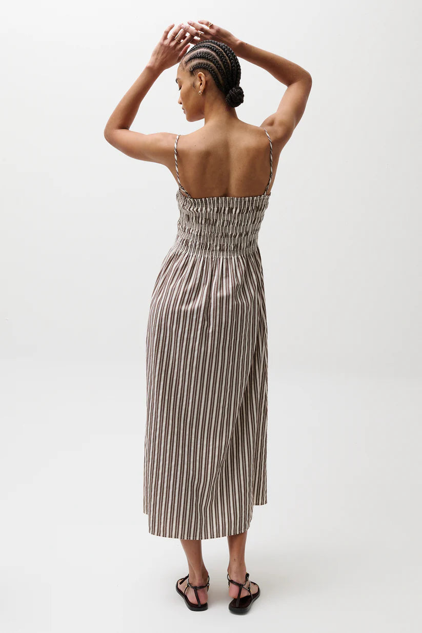 Pistola Dress Bianca Shirred Bodice Dress, Java Stripe Soho-Boutique
