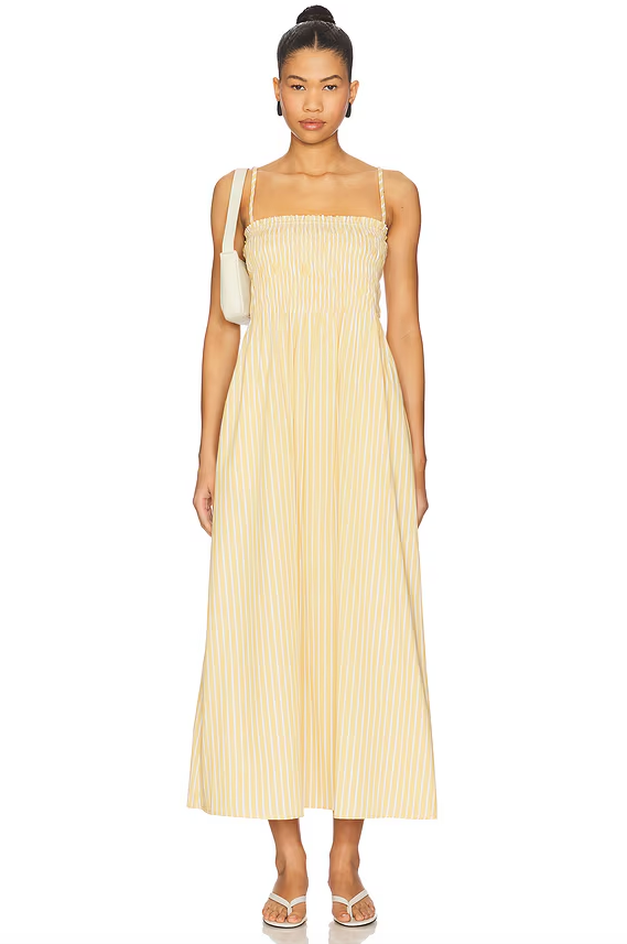 Pistola Dress Bianca Smocked Dress, Beach Sand Stripe Soho-Boutique