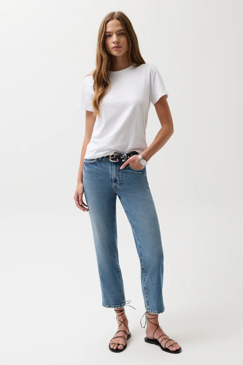 Pistola Jeans Aleks Mid Rise Straight Cropped Jean, River Soho-Boutique