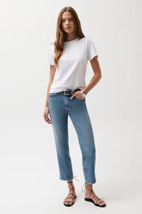 Pistola Jeans Aleks Mid Rise Straight Cropped Jean, River Soho-Boutique
