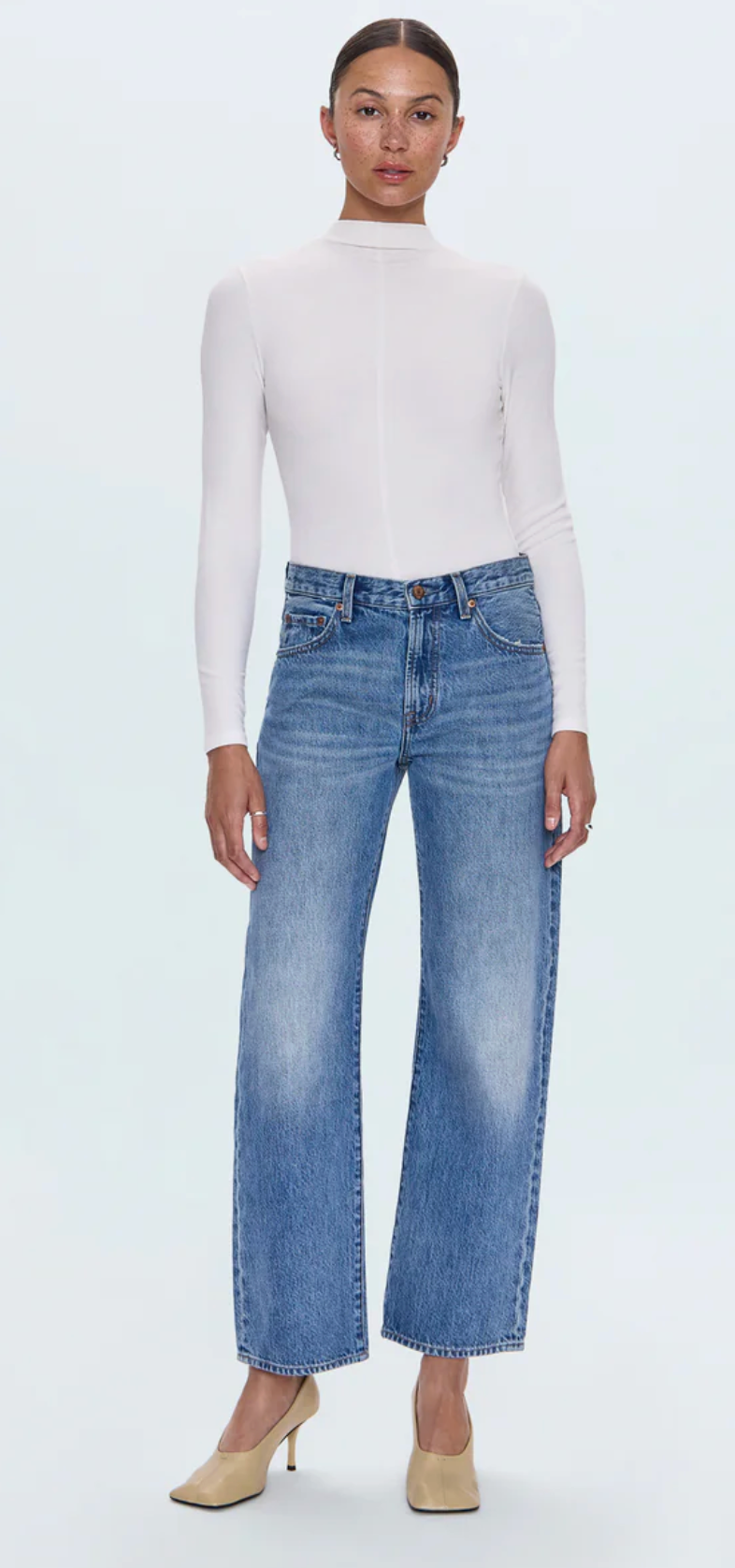 Pistola Jeans Lexi Mid Rise Bowed Straight Leg Jean, Metropolis Soho-Boutique