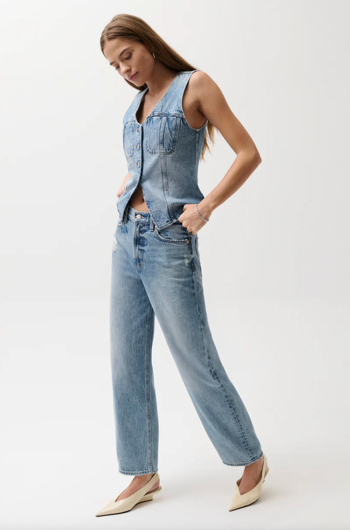 Pistola Jeans Wes High Rise Barrel Jean, Blue Cloud Soho-Boutique