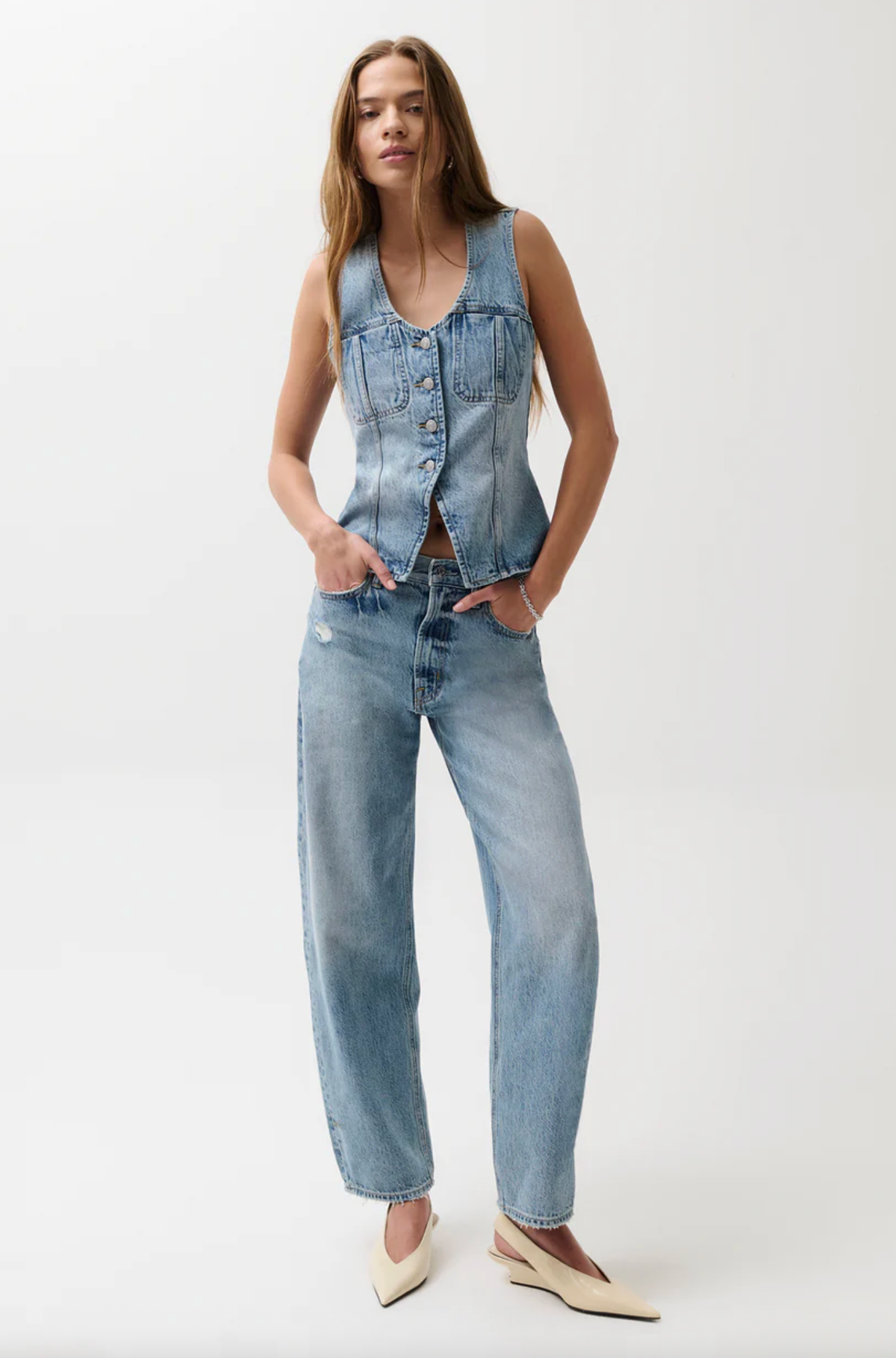 Pistola Jeans Wes High Rise Barrel Jean, Blue Cloud Soho-Boutique