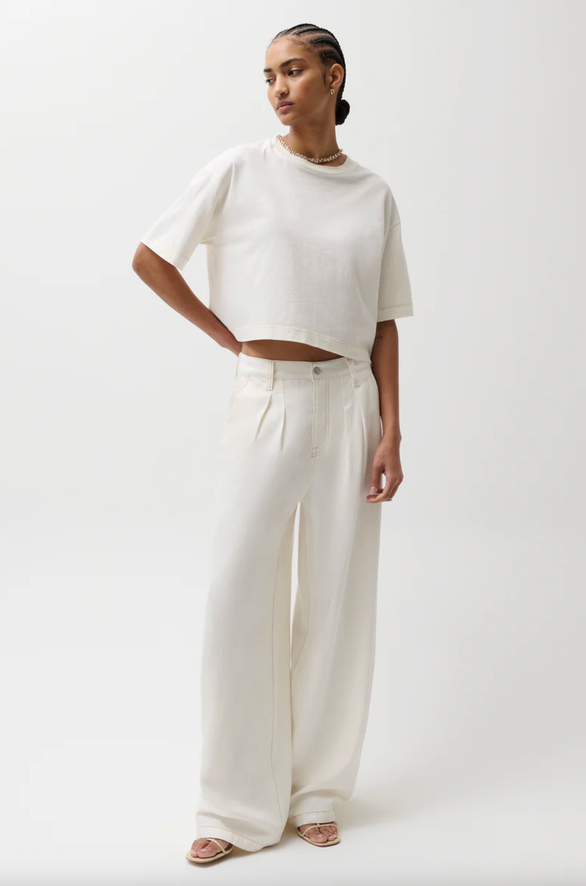Pistola Pant Delphine Pleated Wide Leg, Off White Soho-Boutique