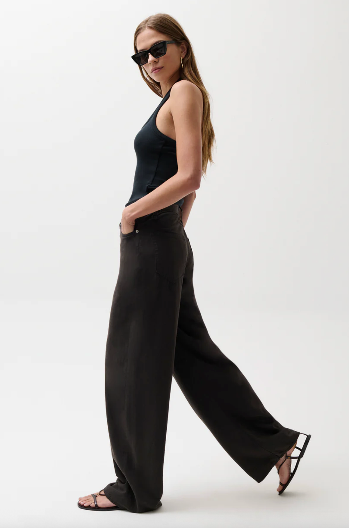 Pistola Pant Sydney High Rise Linen Bowed Wide, Bristol Black Soho-Boutique