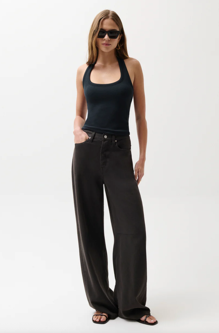 Pistola Pant Sydney High Rise Linen Bowed Wide, Bristol Black Soho-Boutique